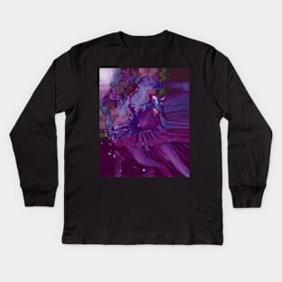 Abstract Ballerina Painting in Purple/Magenta Kids Long Sleeve T-Shirt